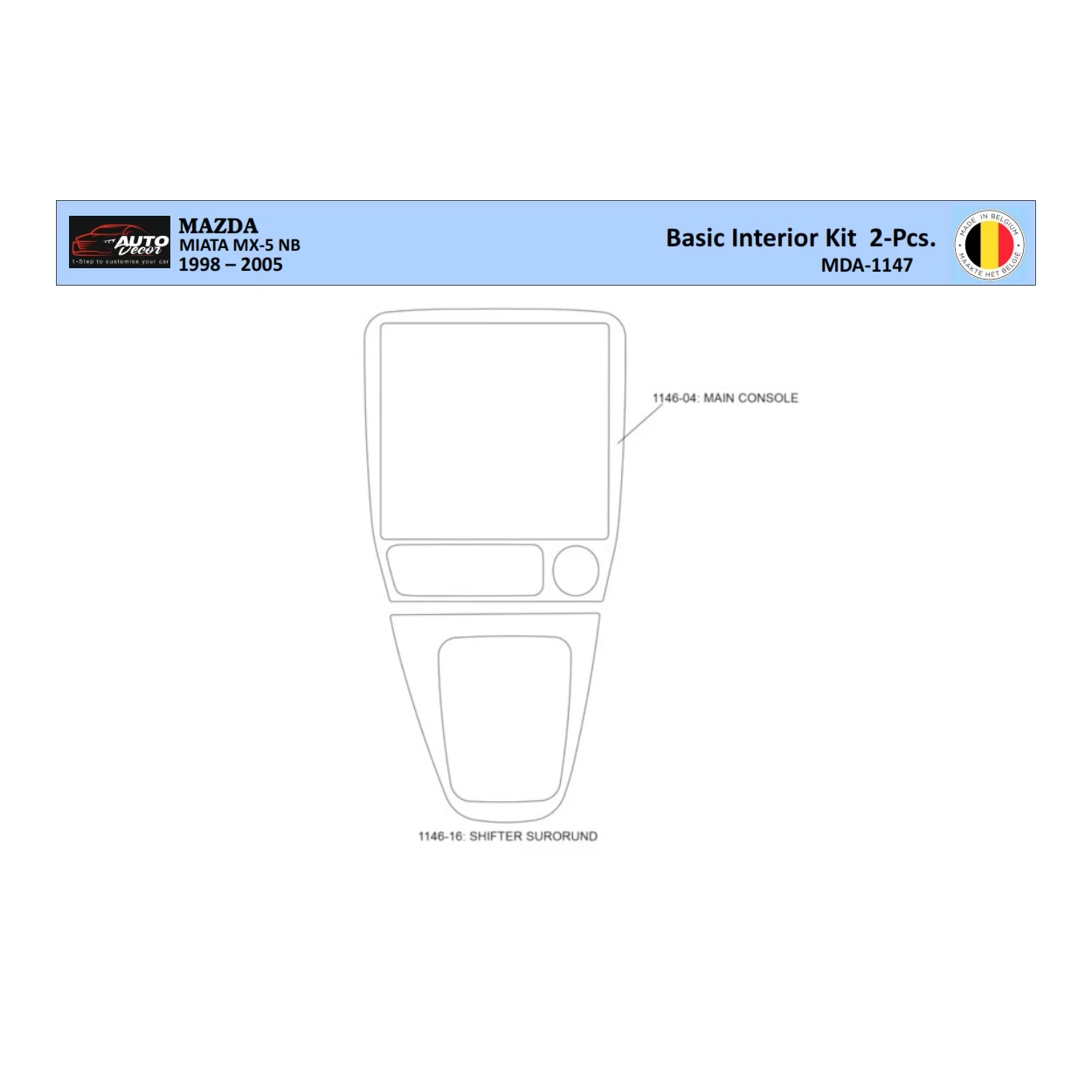 Mazda MX5 2000 Interior WHZ Dashboard trim kit 2 Parts