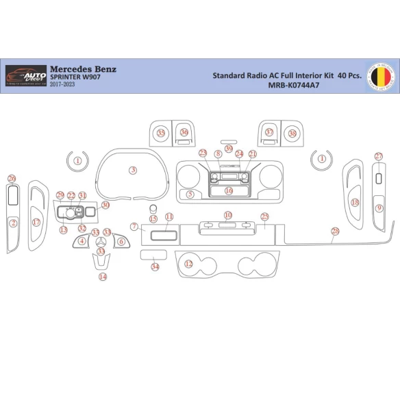 Mercedes Sprinter W907 Interior WHZ Dashboard trim kit 40 Parts