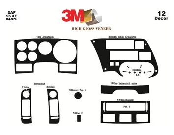 Daf 95 XF 04.1997 3D Interior Dashboard Trim Kit Dash Trim Dekor 12-Parts