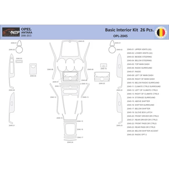 Opel Antara 2006-2015 Interior WHZ Dashboard trim kit 26 Parts