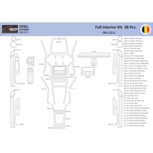 Opel Antara 2006-2015 Interior WHZ Dashboard trim kit 38 Parts