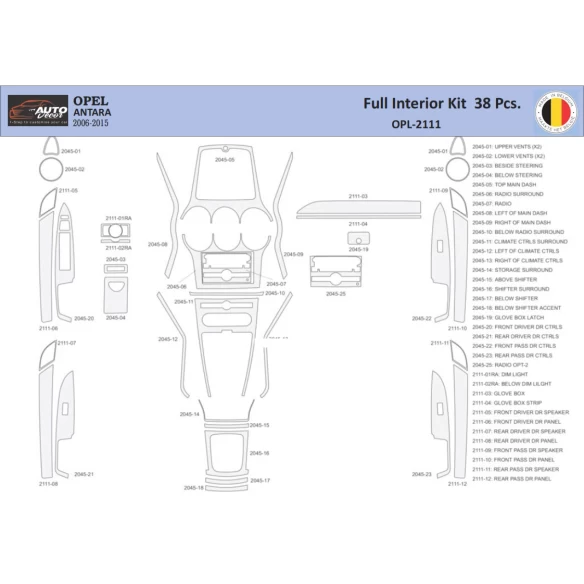 Opel Antara 2006-2015 Interior WHZ Dashboard trim kit 38 Parts
