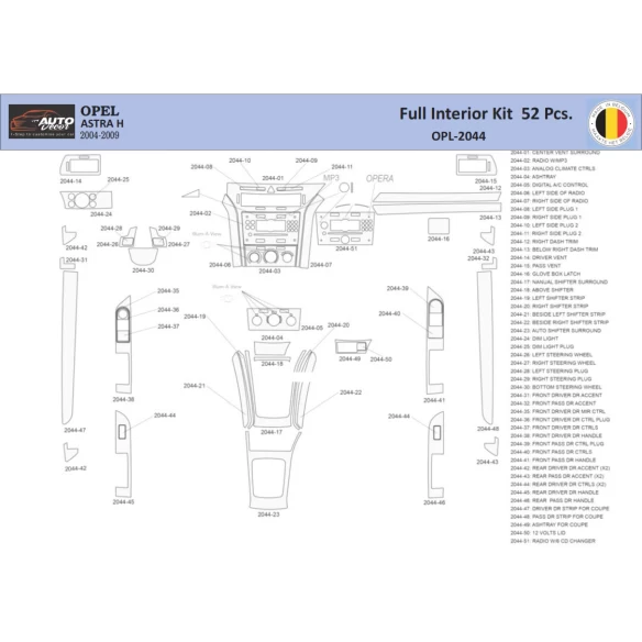 Opel Astra-H  Interior WHZ Dashboard trim kit 52 Parts