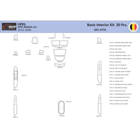Opel Mokka 2012-2017 Interior WHZ Dashboard trim kit 20 Parts
