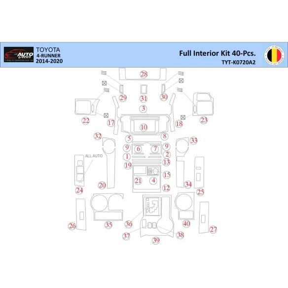 Toyota 4Runner 2014 Interior WHZ Dashboard trim kit 40 Parts