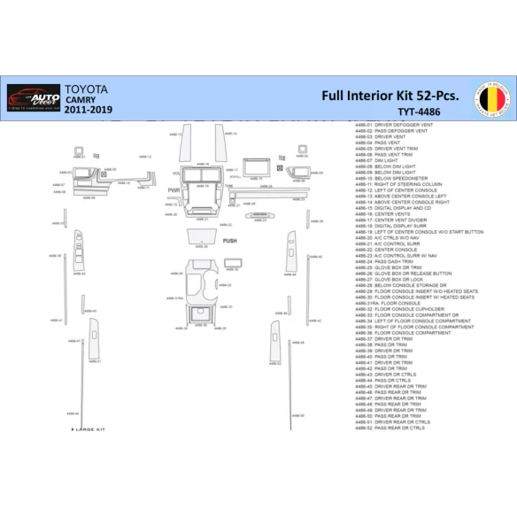 Toyota Camry 2011-2019 Interior WHZ Dashboard trim kit 52 Parts