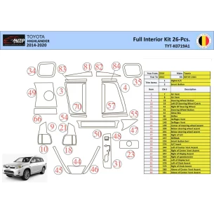Toyota Highlander 2013-2016 Interior WHZ Dashboard trim kit 26 Parts 2