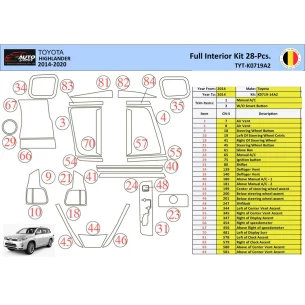 Toyota Highlander 2013-2016 Interior WHZ Dashboard trim kit 28 Parts