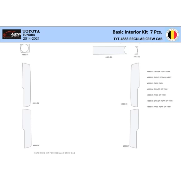 Toyota Tundra 2014-2021 Interior WHZ Dashboard trim kit 7 Parts