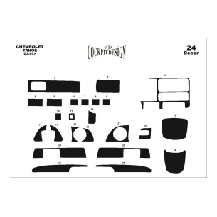 Chevrolet Tahoe 1995-1999 3D Interior Dashboard Trim Kit Dash Trim Dekor 24-Parts 2