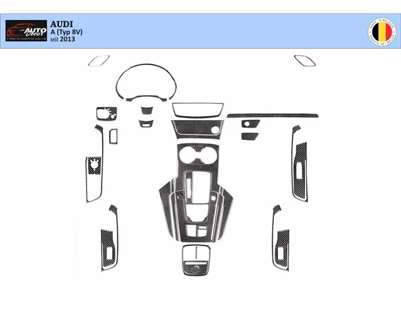 Audi A3 8V ab 2012-2018 3D Interior Dashboard Trim Kit Dash Trim Dekor 40-Parts - 1 - Interior Dash Trim Kit