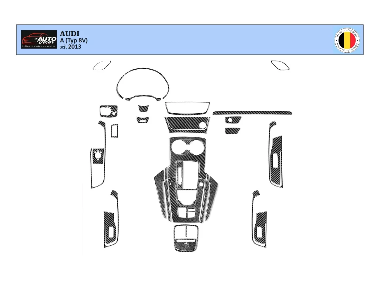 Audi A3 8V ab 2012-2018 3D Interior Dashboard Trim Kit Dash Trim Dekor 40-Parts - 1 - Interior Dash Trim Kit