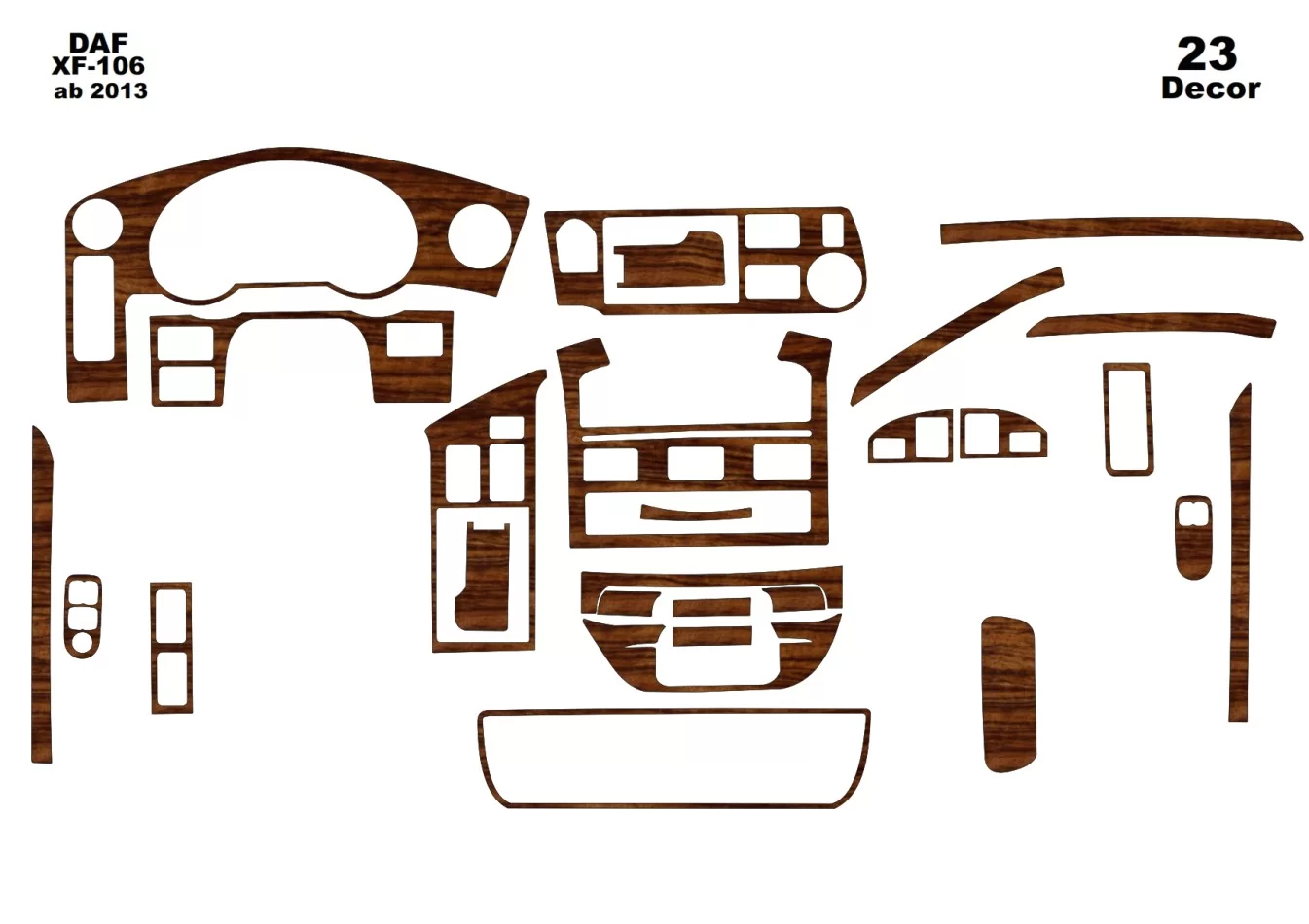 Daf XF106/116 2013 3D Interior Dashboard Trim Kit Dash Trim Dekor 23 Parts - 1 - Interior Dash Trim Kit