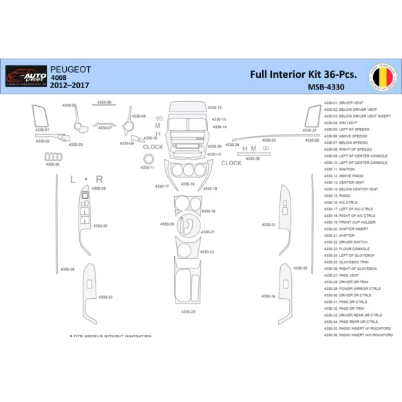 Peugeot 4008 2012-2017 Interior WHZ Dashboard trim kit 36 Parts