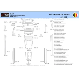 Audi A5 Cabrio 2008–2016 Interior WHZ Dashboard trim kit 40 Parts