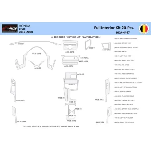 Honda Civic X 2012-2015 Interior WHZ Dashboard trim kit 20 Parts
