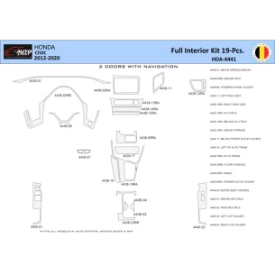 Honda Civic X 2012-2015 Interior WHZ Dashboard trim kit 20 Parts