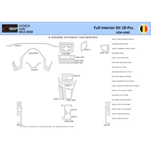 Honda Civic X 2012-2015 Interior WHZ Dashboard trim kit 20 Parts