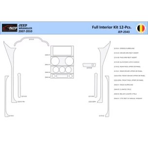 Jeep Wrangler 2007-2010 Interior WHZ Dashboard trim kit 12 Parts