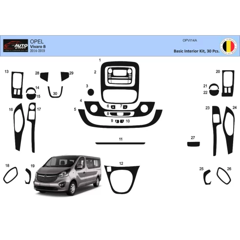 Nissan Primastar 01.2015 3D Interior Dashboard Trim Kit Dash Trim Dekor 30-Parts