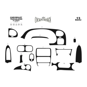 Chevrolet Trailblazer 01.2002 3D Interior Dashboard Trim Kit Dash Trim Dekor 13-Parts 2