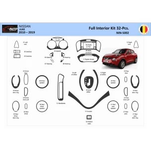 Nissan Juke 2011-2017 3D Interior Dashboard Trim Kit Dash Trim Dekor 32-Parts