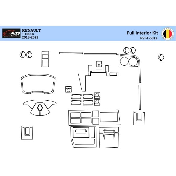 Renault Trucks T 2013-2023 3D Interior Dashboard Trim Kit Dash Trim Dekor 27-Parts