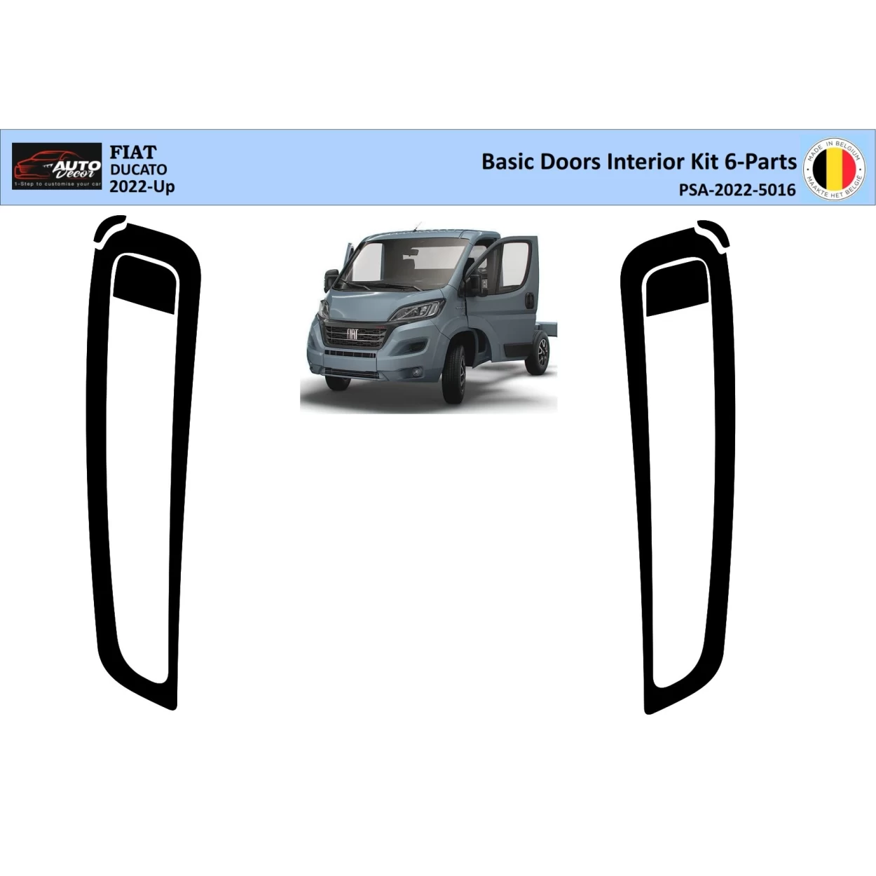 Fiat Ducato 2022 3D Doors Interior Dashboard Trim Kit Dash Trim Dekor 6-Parts