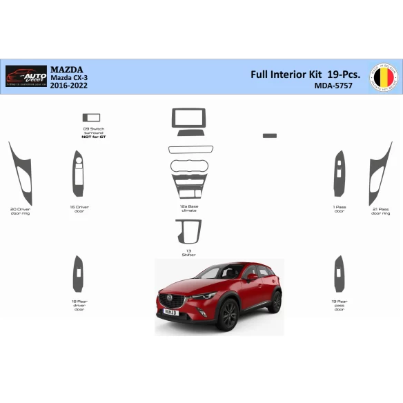 Mazda CX-3 2016-2022 Interior WHZ Dashboard trim kit 19 Parts