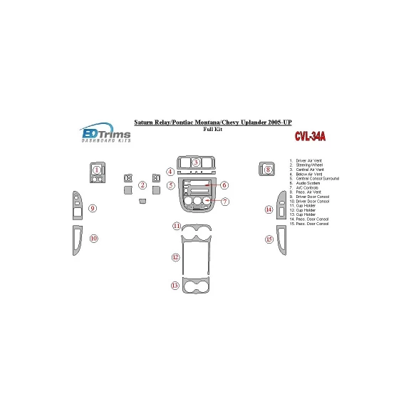 Chevrolet Uplander 2005-UP Full Set Interior BD Dash Trim Kit
