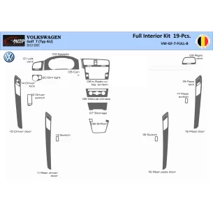 Volkswagen Golf VII AU 2012–2021 3D Interior Dashboard Trim Kit Dash Trim Dekor 19B-Parts 2
