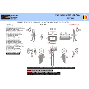 Smart Fortwo 451 2011-2015 3D Interior Dashboard Trim Kit Dash Trim Dekor NAVI 41-Parts 2