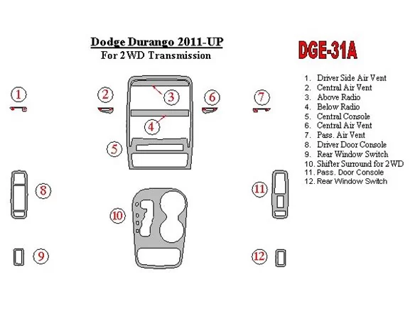 Dodge Durango 2011-UP Interior BD Dash Trim Kit