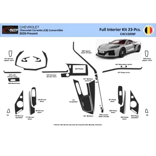 Chevrolet Corvette C8 2020 Convertible Interior WHZ Dashboard trim kit 23 Parts 2