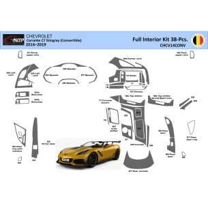 Chevrolet Corvette C7 Stingray Convertible 2014-2019 Interior WHZ Dashboard trim kit 38 Parts 2