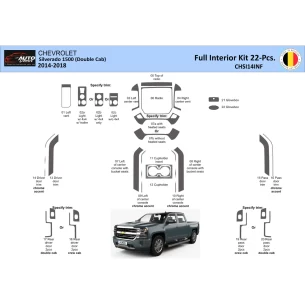 Chevrolet Silverado 1500 Double Cab 2014-2018 Full Set Interior WHZ Dash Trim Kit 22 Parts 2
