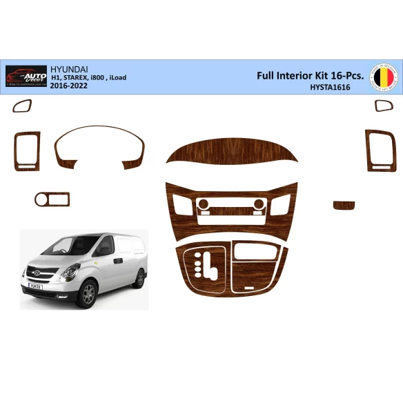 Hyundai H1 iLoad Full Set 2016-2022 3D Interior Dashboard Trim Kit Dash Trim Dekor 16-Parts