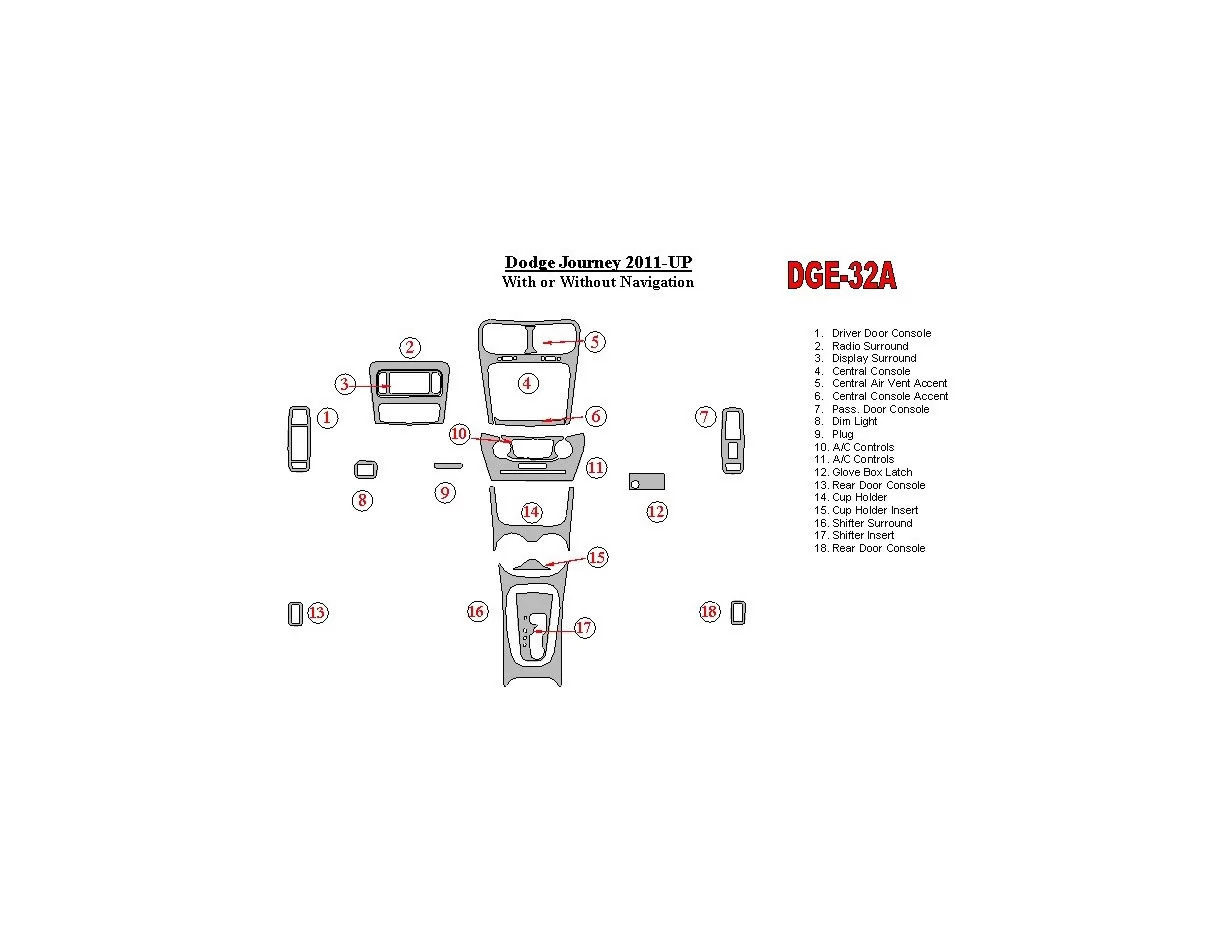 Dodge Journey 2011-UP Interior BD Dash Trim Kit - 1 - Interior Dash Trim Kit