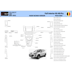 Peugeot 4007 2007–2012 3D Interior Dashboard Trim Kit WHZ NAVI Dash Trim Dekor 40-Parts