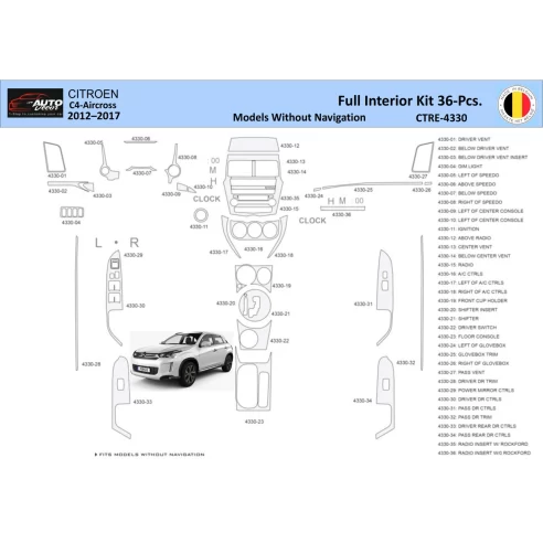 Citroën C4 Aircross 2012-2017 Interior WHZ Dashboard trim kit 36 Parts