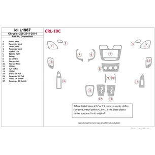 Chrysler 200 2011-UP Full Set, Cabrio Interior BD Dash Trim Kit 2