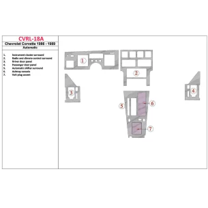 Chevrolet Corvette C4 1986-1989 Full Set, Automatic Gear Interior BD Dash Trim Kit 2