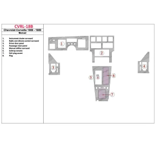 Chevrolet Corvette C4 1986-1989 Full Set, Manual Gear Interior BD Dash Trim Kit