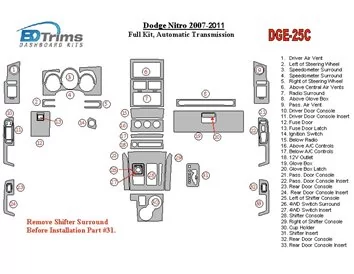 Dodge Nitro 2007-UP Full Set, Automatic Gear Interior BD Dash Trim Kit - 1 - Interior Dash Trim Kit