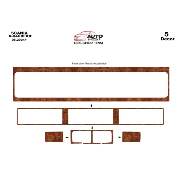 Scania R-Series HighLine 2004-2009 3D Interior Dashboard Trim Kit Dash Trim Dekor 5-Parts