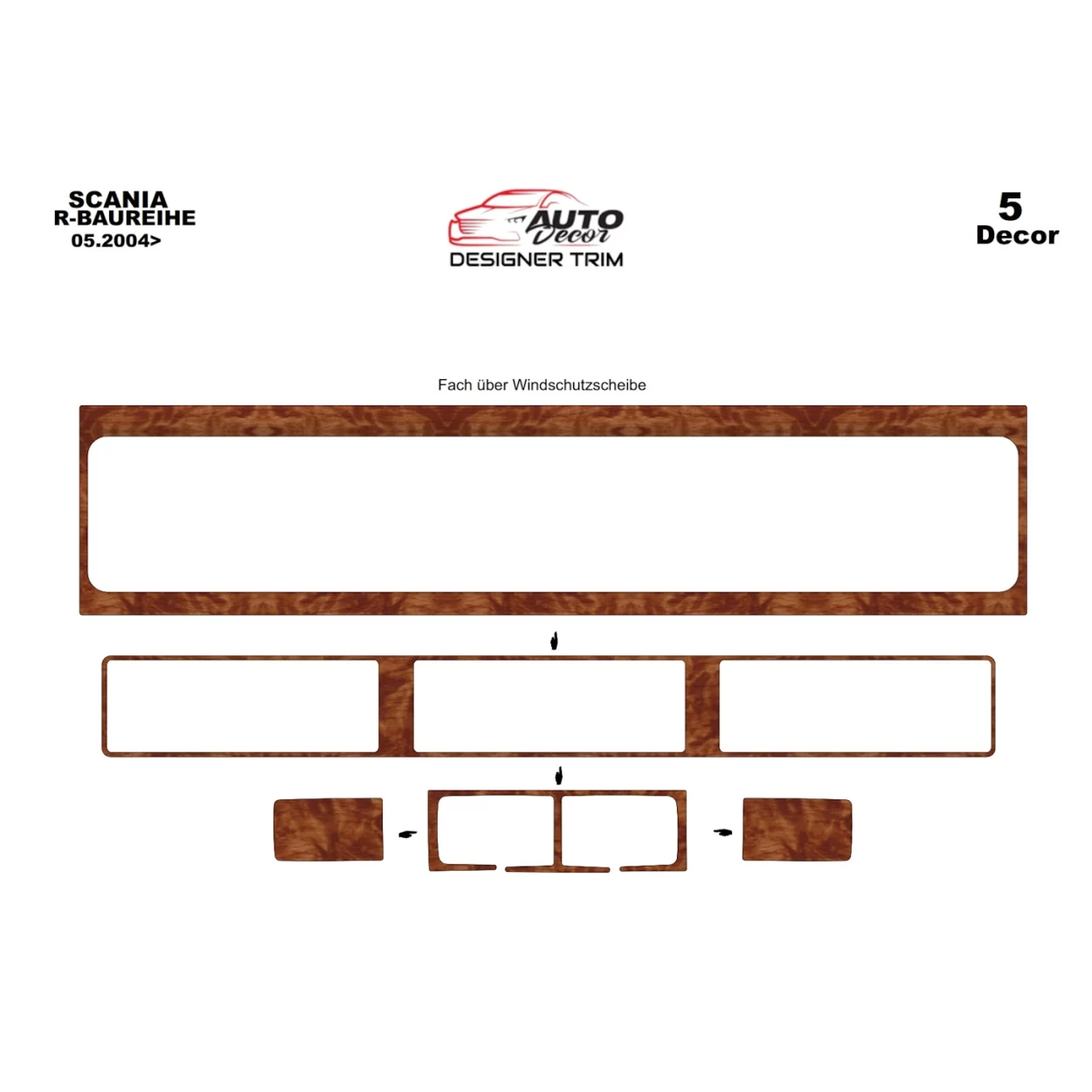 Scania R-Series HighLine 2004-2009 3D Interior Dashboard Trim Kit Dash Trim Dekor 5-Parts