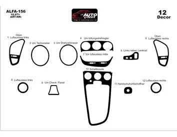 Alfa Romeo 156 10.1997 3D Interior Dashboard Trim Kit Dash Trim Dekor 12-Parts - 5 - Interior Dash Trim Kit