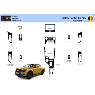Ford Ranger 2019-2024 Raptor 3D Interior Dashboard Trim Kit Dash Trim Dekor 14-Parts 2