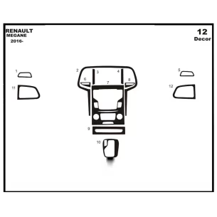 Renault Megane 4 BFB 3D 2016 Interior Dashboard Trim Kit Dash Trim Dekor 12-Parts 2