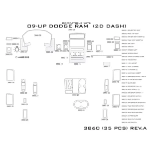 Dodge Ram 1500 2009-2012 Interior WHZ Dashboard trim kit 35 Parts 2